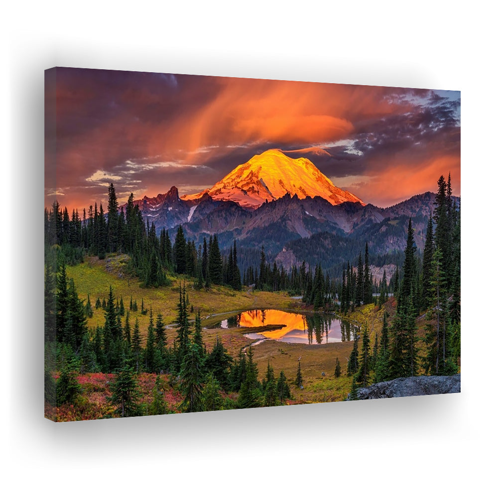 USA Washington Mt. Rainier National Park Mt. Rainier At Sunrise Large Stretched Canvas, Cavas Print Wall Art Hom Decor