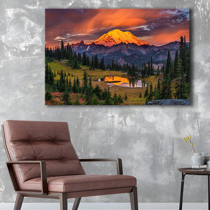 USA Washington Mt. Rainier National Park Mt. Rainier At Sunrise Large Stretched Canvas, Cavas Print Wall Art Hom Decor