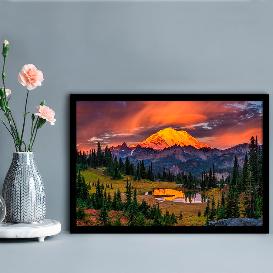 Usa Washington Mt. Rainier National Park Mt. Rainier At Sunrise LargeArt Prints, Framed Art Print, Picture Framed