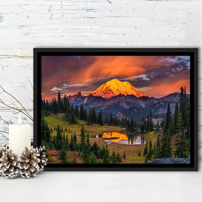 Usa Washington Mt. Rainier National Park Mt. Rainier At Sunrise, Framed Cavas Print, Floating Frame
