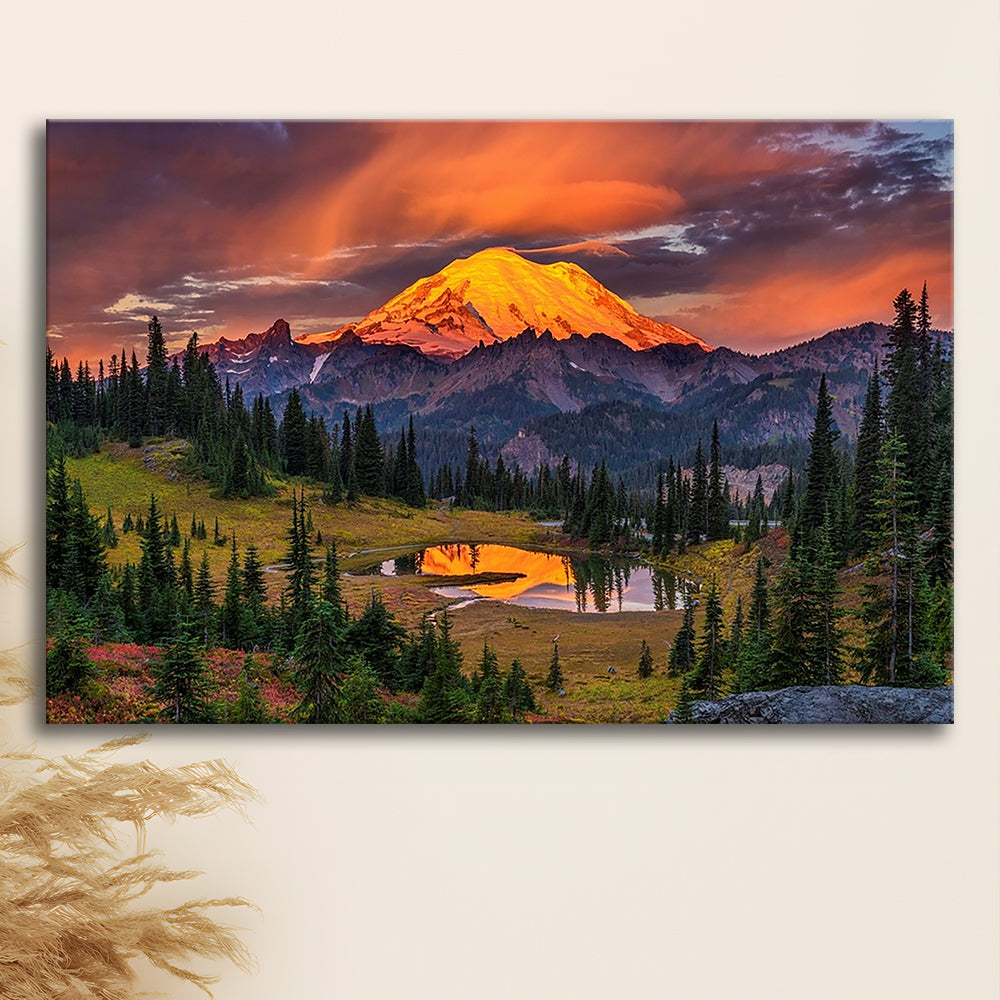 USA Washington Mt. Rainier National Park Mt. Rainier At Sunrise Large Stretched Canvas, Cavas Print Wall Art Hom Decor