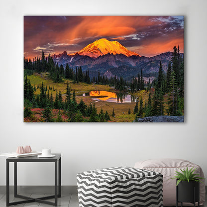 USA Washington Mt. Rainier National Park Mt. Rainier At Sunrise Large Stretched Canvas, Cavas Print Wall Art Hom Decor