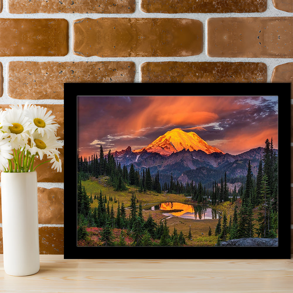 Usa Washington Mt. Rainier National Park Mt. Rainier At Sunrise LargeArt Prints, Framed Art Print, Picture Framed