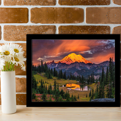 Usa Washington Mt. Rainier National Park Mt. Rainier At Sunrise LargeArt Prints, Framed Art Print, Picture Framed