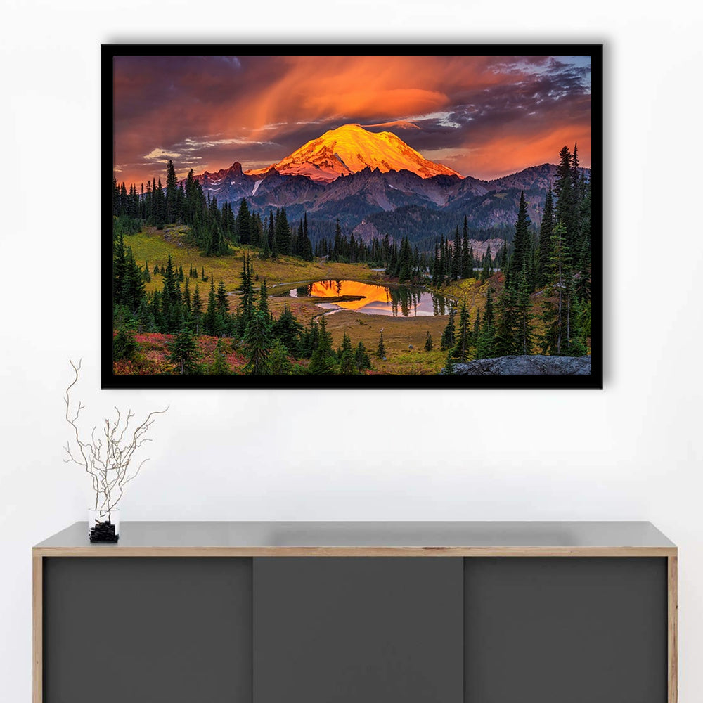 Usa Washington Mt. Rainier National Park Mt. Rainier At Sunrise LargeArt Prints, Framed Art Print, Picture Framed