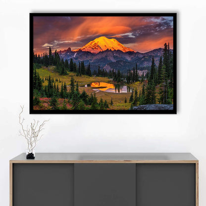 Usa Washington Mt. Rainier National Park Mt. Rainier At Sunrise LargeArt Prints, Framed Art Print, Picture Framed