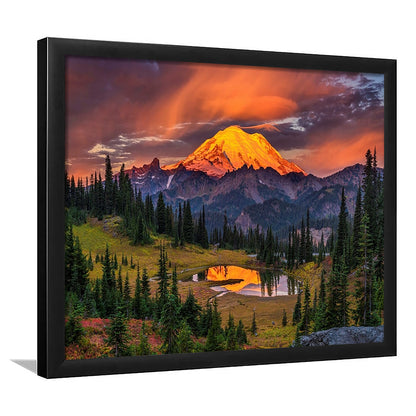 Usa Washington Mt. Rainier National Park Mt. Rainier At Sunrise LargeArt Prints, Framed Art Print, Picture Framed