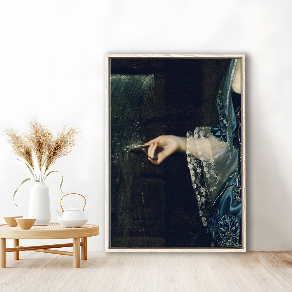 Under the Waterfall Vintage Victorian Woman Art Print Antique Art, Framed Canvas Print Wall Art, Floating Frame