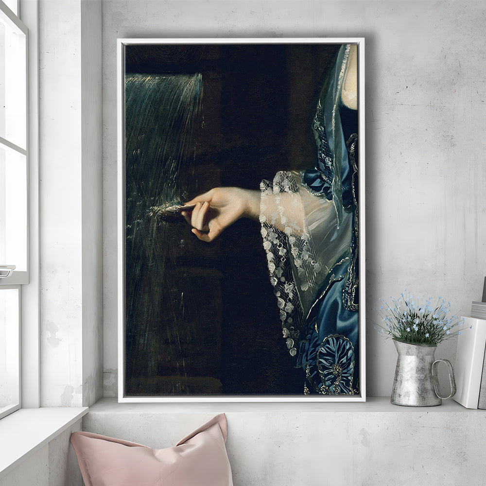 Under the Waterfall Vintage Victorian Woman Art Print Antique Art, Framed Canvas Print Wall Art, Floating Frame