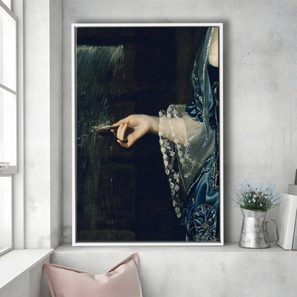 Under the Waterfall Vintage Victorian Woman Art Print Antique Art, Framed Canvas Print Wall Art, Floating Frame