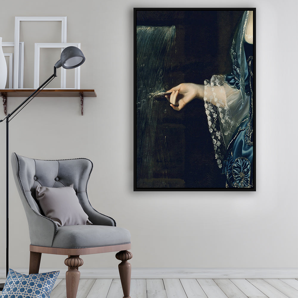 Under the Waterfall Vintage Victorian Woman Art Print Antique Art, Framed Canvas Print Wall Art, Floating Frame