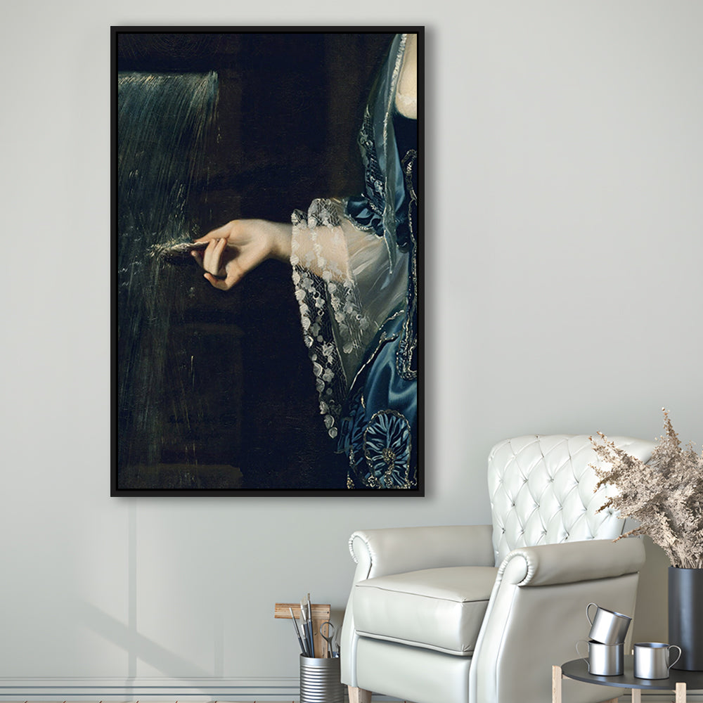 Under the Waterfall Vintage Victorian Woman Art Print Antique Art, Framed Canvas Print Wall Art, Floating Frame