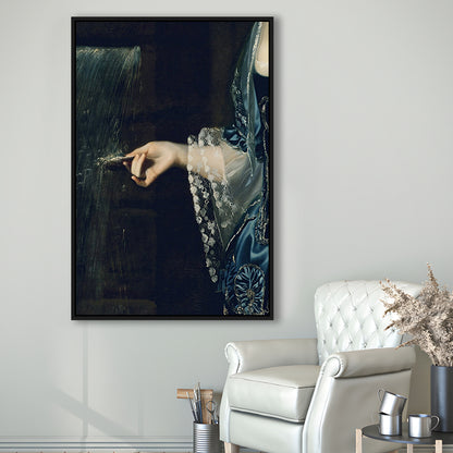 Under the Waterfall Vintage Victorian Woman Art Print Antique Art, Framed Canvas Print Wall Art, Floating Frame