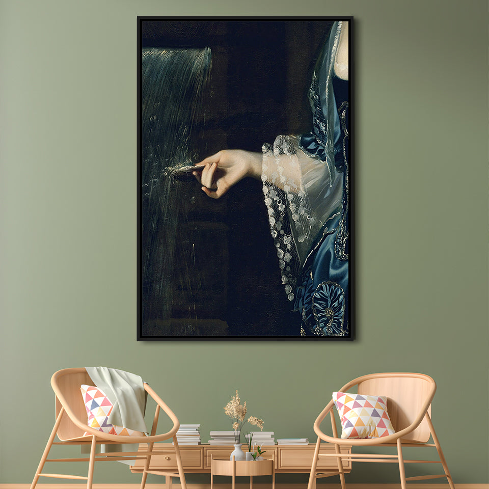 Under the Waterfall Vintage Victorian Woman Art Print Antique Art, Framed Canvas Print Wall Art, Floating Frame