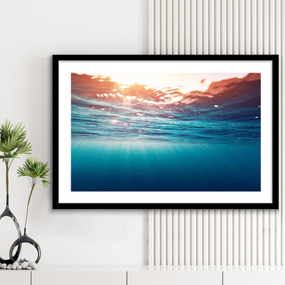 Underwater Photo Art Print – Large Wall Decor For Over The Bed, Framed Art Print White Border