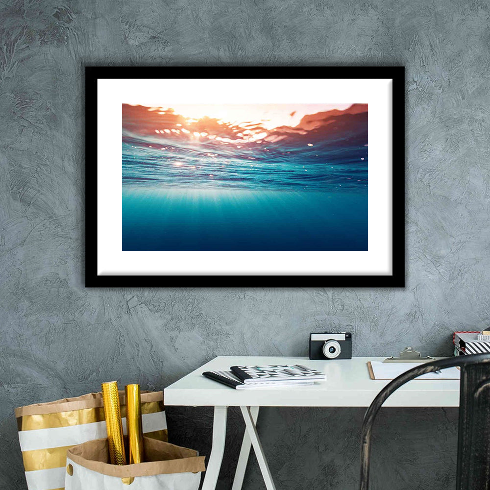 Underwater Photo Art Print – Large Wall Decor For Over The Bed, Framed Art Print White Border