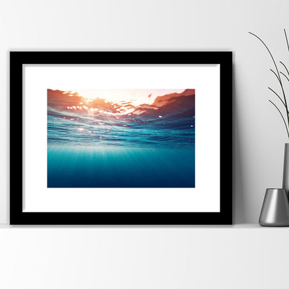 Underwater Photo Art Print – Large Wall Decor For Over The Bed, Framed Art Print White Border