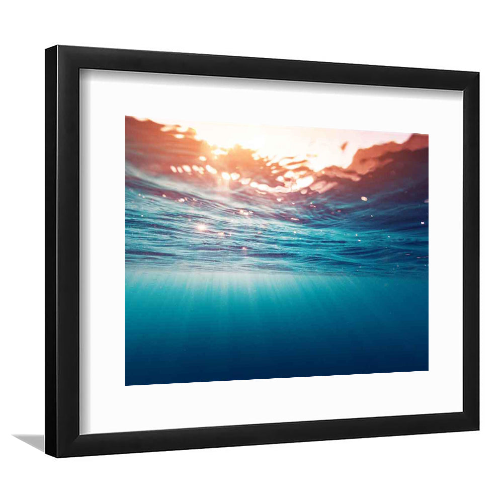 Underwater Photo Art Print – Large Wall Decor For Over The Bed, Framed Art Print White Border