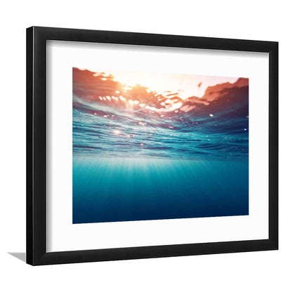 Underwater Photo Art Print – Large Wall Decor For Over The Bed, Framed Art Print White Border