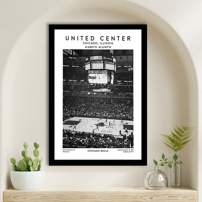 United Center Stadium Black And White, Chicago Basketball Stadium Wall Art Print, Framed Art Prints Wall Decor