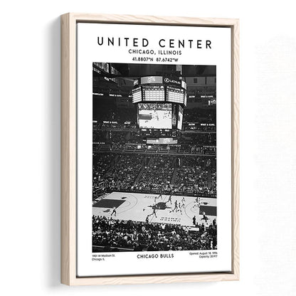 United Center Stadium Black And White, Chicago Basketball Stadium Wall Art Print, Framed Canvas Prints Wall Art
