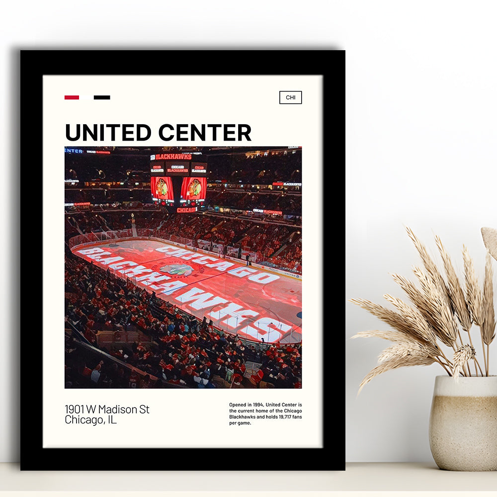 United Center Print, Chicago Blackhawks Stadium Art, Gifts for him, Sport Art, Framed Art Print Wall Decor