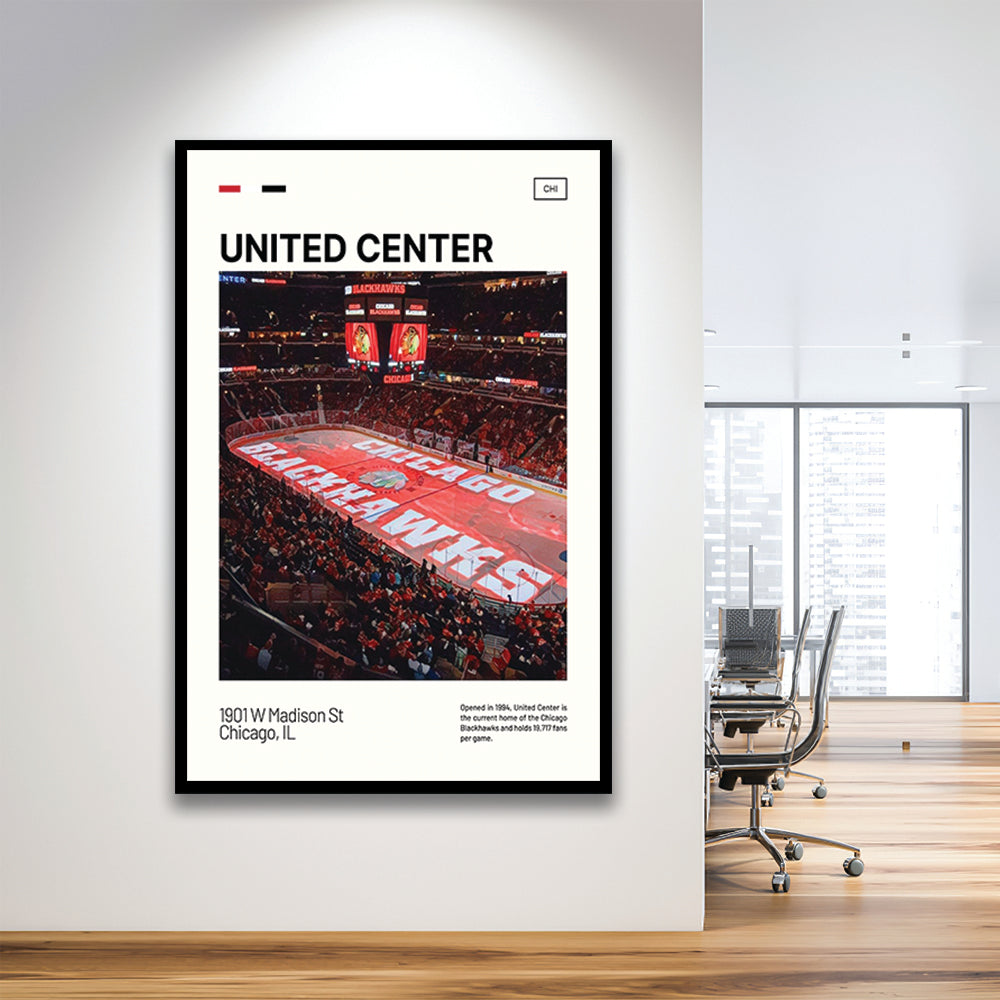 United Center Print, Chicago Blackhawks Stadium Art, Gifts for him, Sport Art, Framed Art Print Wall Decor