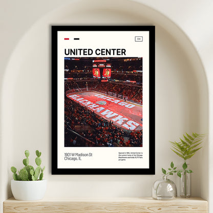 United Center Print, Chicago Blackhawks Stadium Art, Gifts for him, Sport Art, Framed Art Print Wall Decor