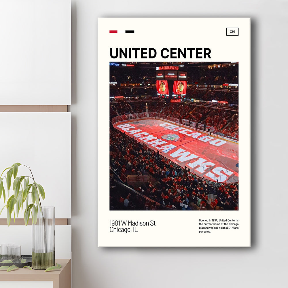 United Center Print, Chicago Blackhawks Stadium Canvas Art, Fan Gifts, Sport Art, Canvas Print Wall Art