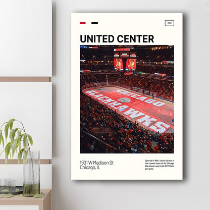 United Center Print, Chicago Blackhawks Stadium Canvas Art, Fan Gifts, Sport Art, Canvas Print Wall Art