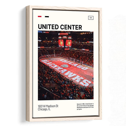 United Center Print, Chicago Blackhawks Stadium Canvas Art, Man Cave Gift, Floating Framed Canvas Print Wall Art