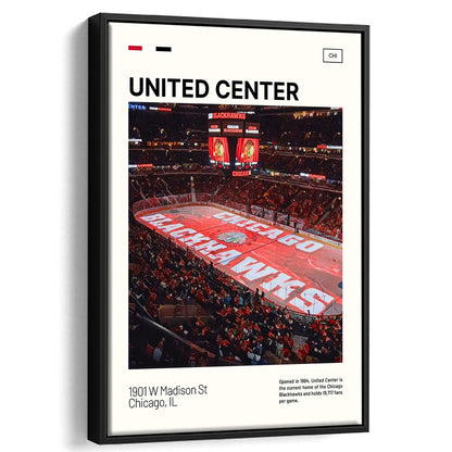 United Center Print, Chicago Blackhawks Stadium Canvas Art, Man Cave Gift, Floating Framed Canvas Print Wall Art