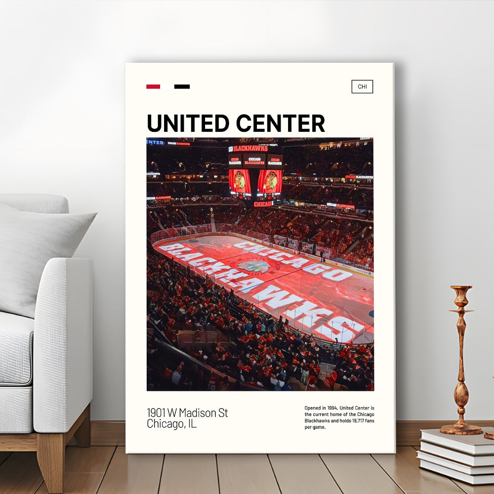 United Center Print, Chicago Blackhawks Stadium Canvas Art, Fan Gifts, Sport Art, Canvas Print Wall Art