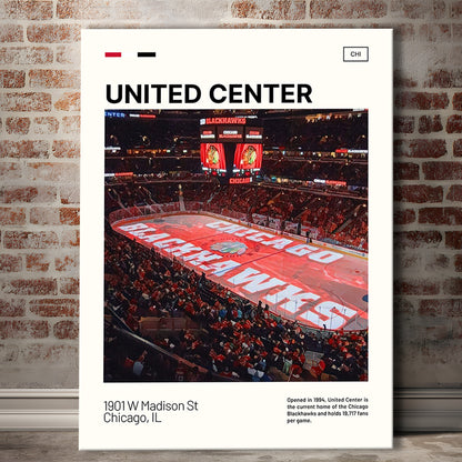 United Center Print, Chicago Blackhawks Stadium Canvas Art, Fan Gifts, Sport Art, Canvas Print Wall Art
