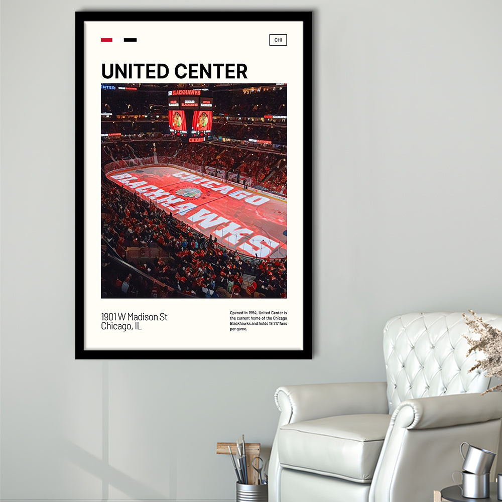 United Center Print, Chicago Blackhawks Stadium Art, Gifts for him, Sport Art, Framed Art Print Wall Decor