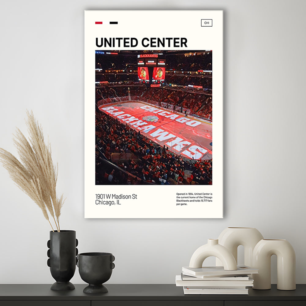 United Center Print, Chicago Blackhawks Stadium Canvas Art, Fan Gifts, Sport Art, Canvas Print Wall Art