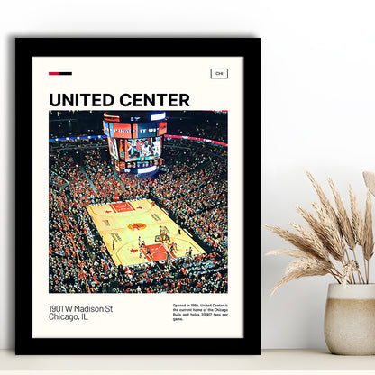 United Center Print, Chicago Bulls Stadium Art, Gifts for him, Sport Art, Framed Art Print Wall Decor