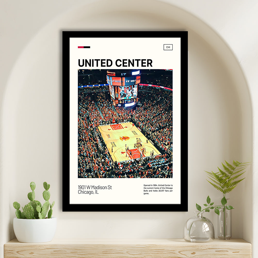 United Center Print, Chicago Bulls Stadium Art, Gifts for him, Sport Art, Framed Art Print Wall Decor