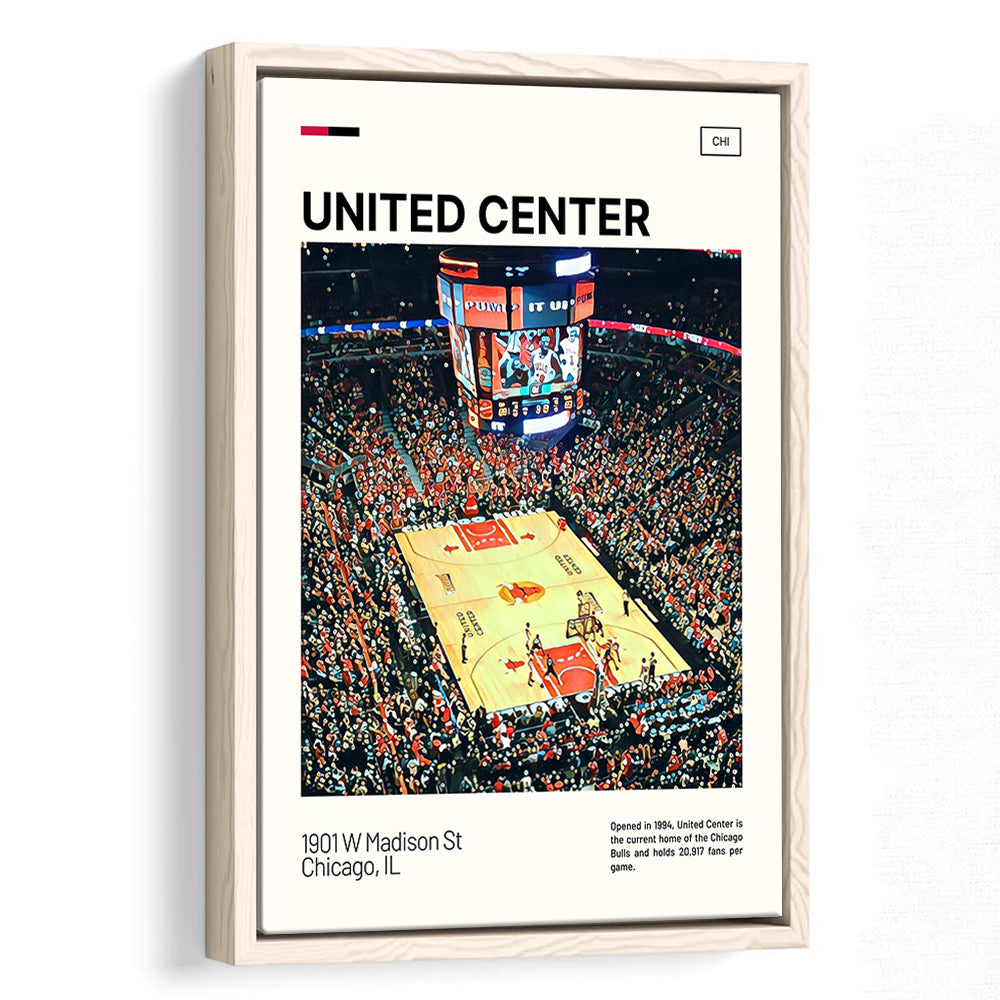United Center Print, Chicago Bulls Stadium Canvas Art, Man Cave Gift, Floating Framed Canvas Print Wall Art