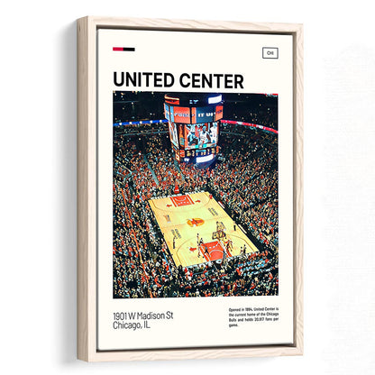 United Center Print, Chicago Bulls Stadium Canvas Art, Man Cave Gift, Floating Framed Canvas Print Wall Art