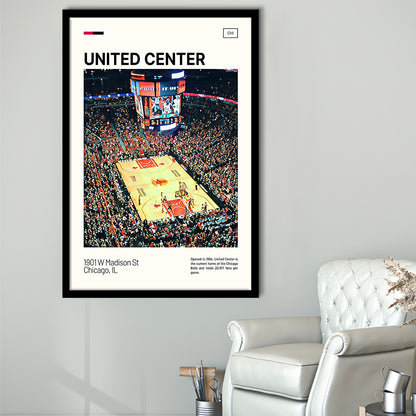 United Center Print, Chicago Bulls Stadium Art, Gifts for him, Sport Art, Framed Art Print Wall Decor