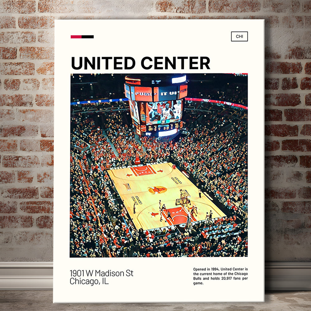United Center Print, Chicago Bulls Stadium Canvas Art, Fan Gifts, Sport Art, Canvas Print Wall Art