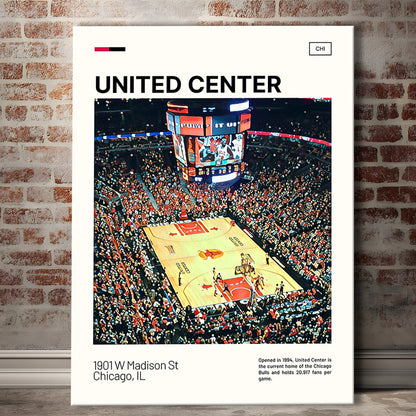 United Center Print, Chicago Bulls Stadium Canvas Art, Fan Gifts, Sport Art, Canvas Print Wall Art