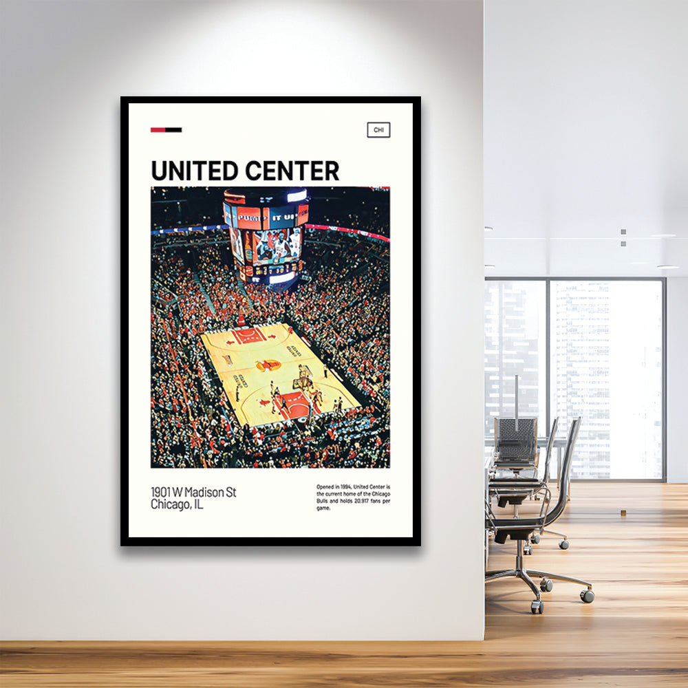 United Center Print, Chicago Bulls Stadium Art, Gifts for him, Sport Art, Framed Art Print Wall Decor