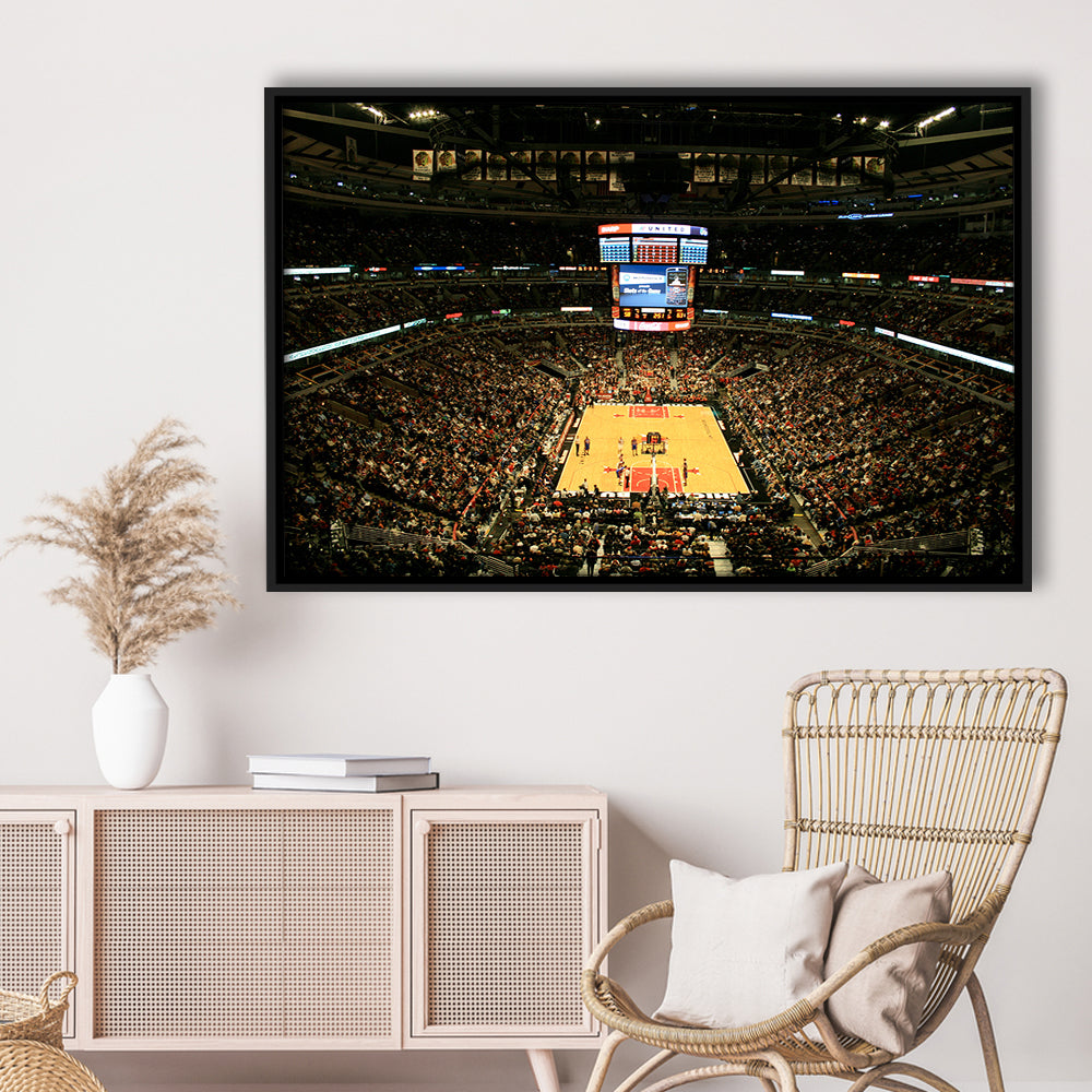 United Center, Stadium Canvas, Sport Art, Framed Canvas Print Wall Art, Floating Frame