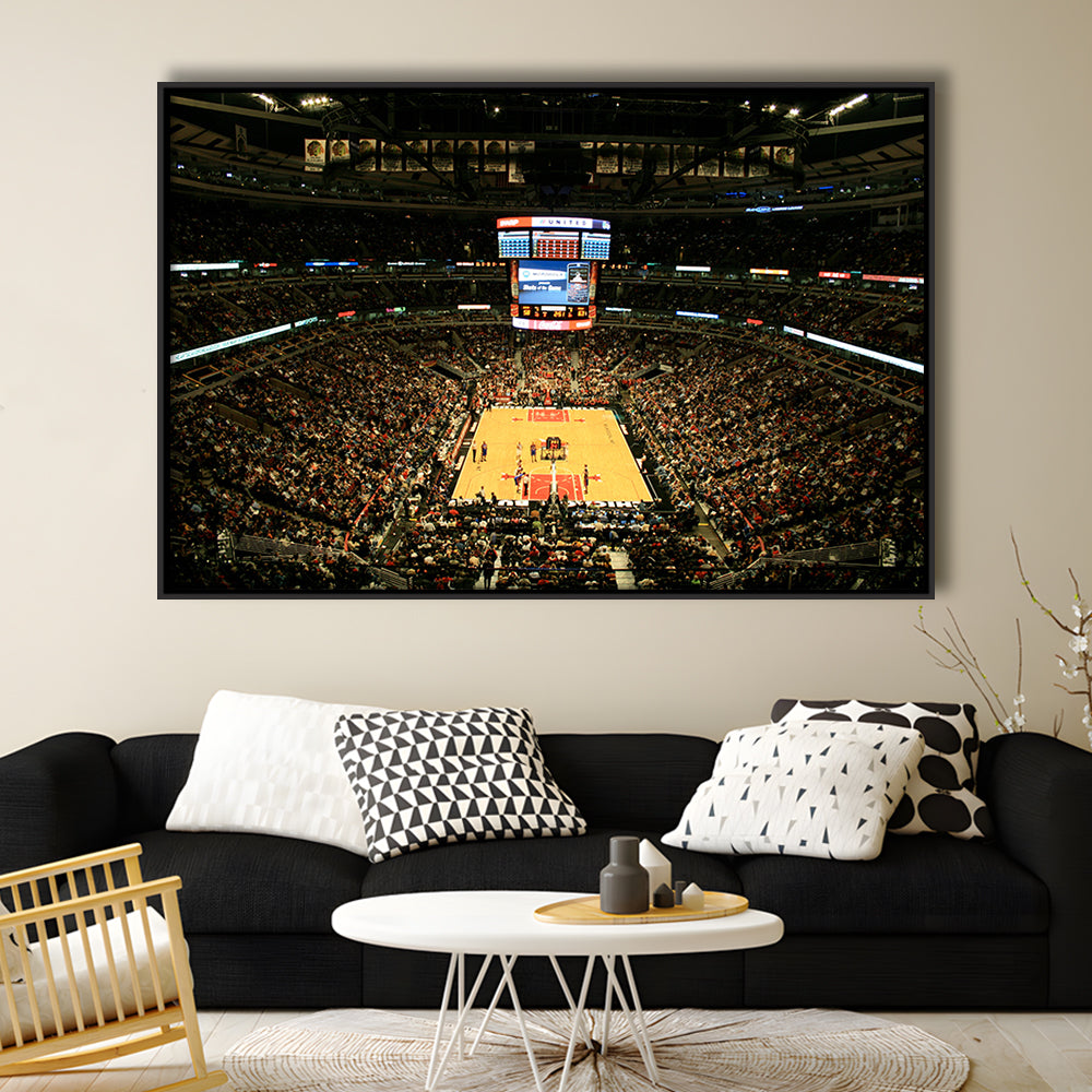 United Center, Stadium Canvas, Sport Art, Framed Canvas Print Wall Art, Floating Frame