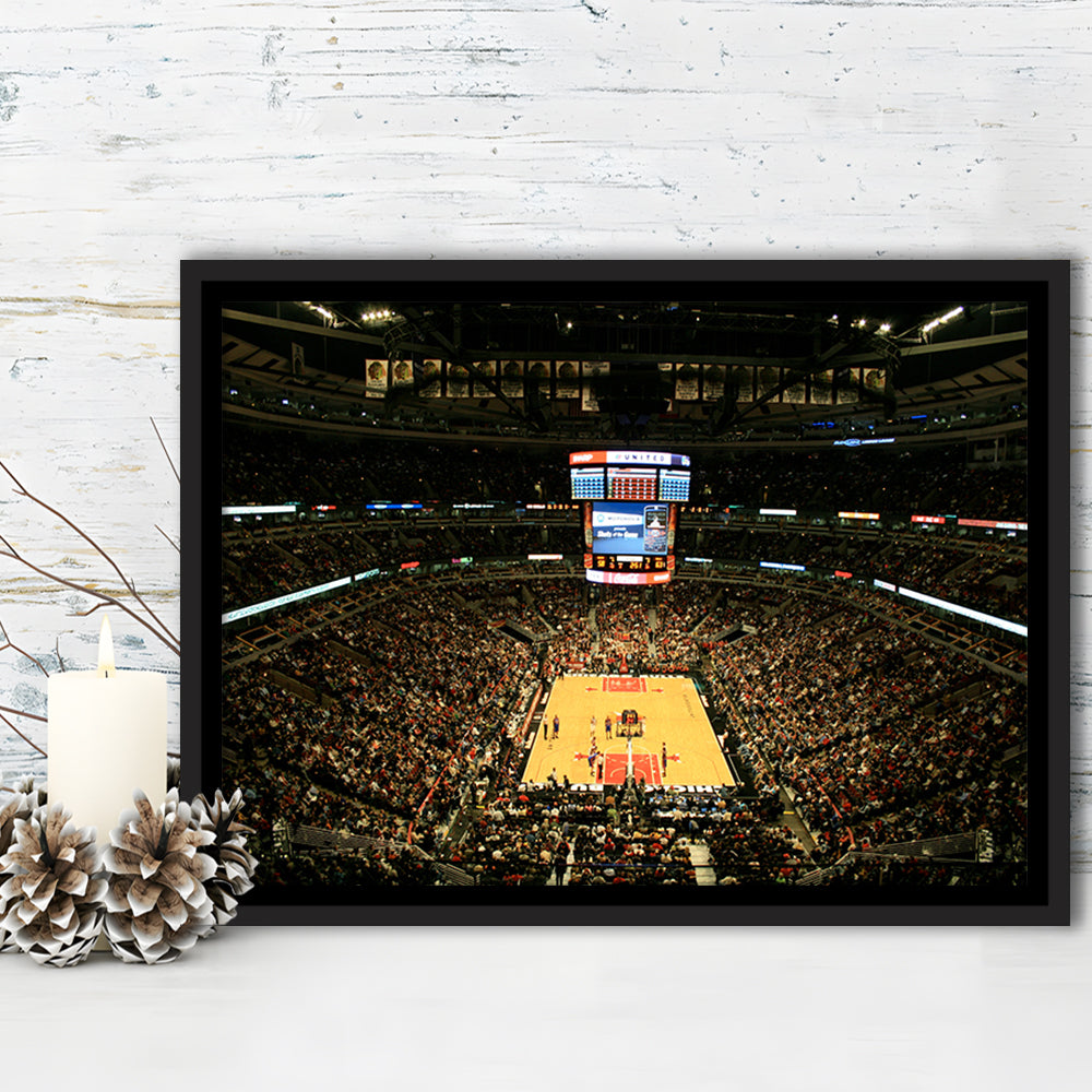 United Center, Stadium Canvas, Sport Art, Framed Canvas Print Wall Art, Floating Frame