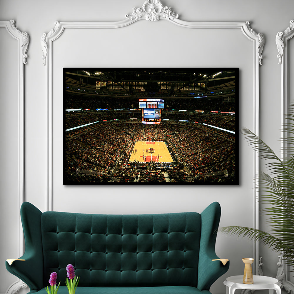 United Center, Stadium Canvas, Sport Art, Gift for him, Framed Art Print Wall Decor, Picture Framed