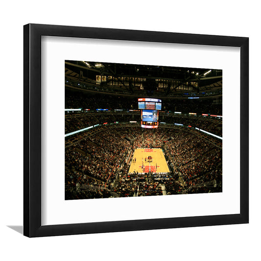 United Center, Stadium Canvas, Sport Art, Gift for him, White Border Framed Art Print Wall Decor