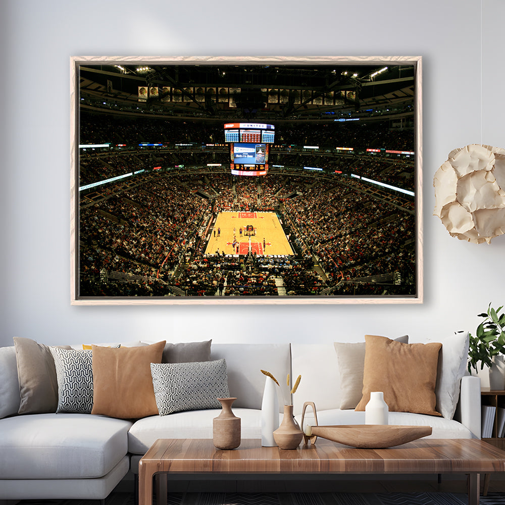 United Center, Stadium Canvas, Sport Art, Framed Canvas Print Wall Art, Floating Frame
